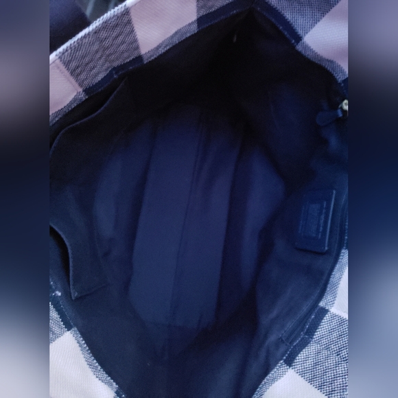 COACH **NWT** Midnight & Cream Buffalo Plaid Tote - Picture 10 of 11